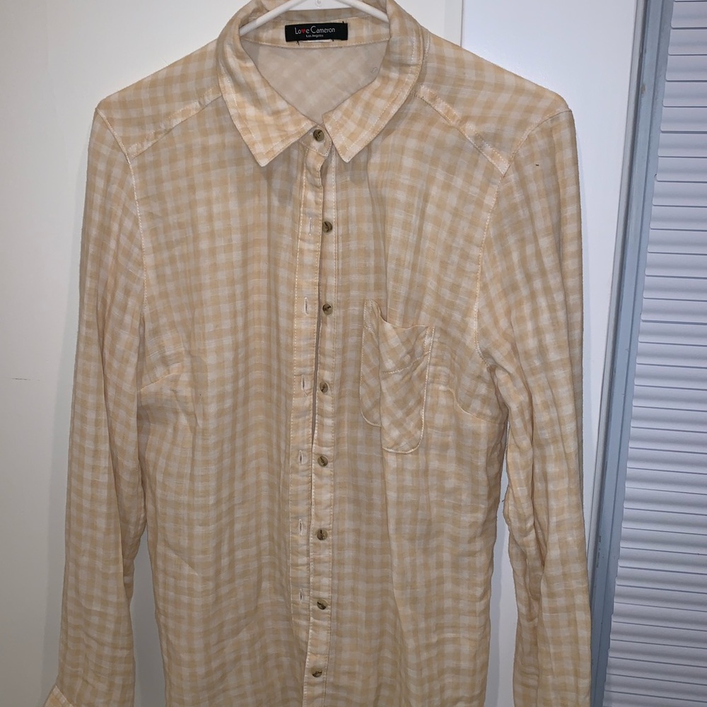 yellow button up